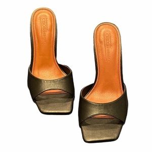 ASOS wide fit leather heeled slides